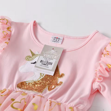 Cargar imagen en el visor de la galería, Vestido Vikita Rosado Unicornio Dorado - 116848

