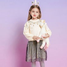 Cargar imagen en el visor de la galería, Vestido Vikita Top Sueter Beige con Estrellas - 116852
