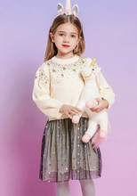 Cargar imagen en el visor de la galería, Vestido Vikita Top Sueter Beige con Estrellas - 116852
