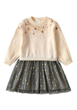 Cargar imagen en el visor de la galería, Vestido Vikita Top Sueter Beige con Estrellas - 116852
