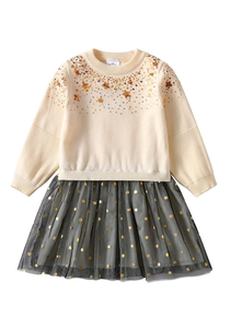 Vestido Vikita Top Sueter Beige con Estrellas - 116852