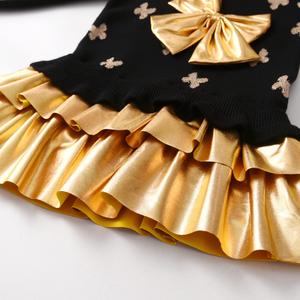 Vestido Vikita Top Sueter Negro con Lazo Dorado - 116853